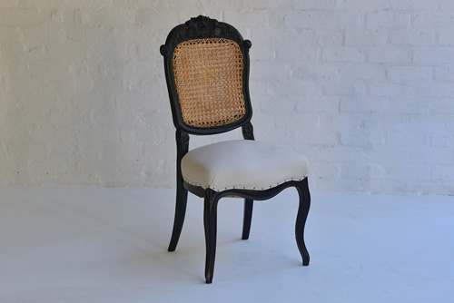 023 Chairs - Natural linen with a black & cane finish